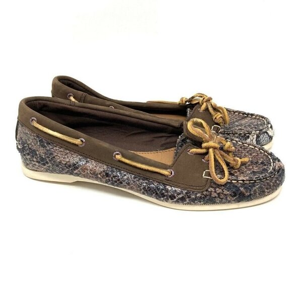 Sperry Top-Sider Womens Firefish Boat Shoes Brown Python Print Leather Size 8 - Picture 1 of 10